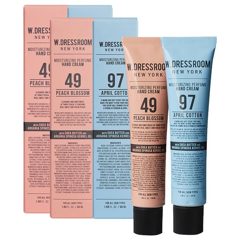 더블유드레스룸 퍼퓸 핸드크림 50ml 세트 49 피치블러썸 + 97 에이프릴코튼, 2세트