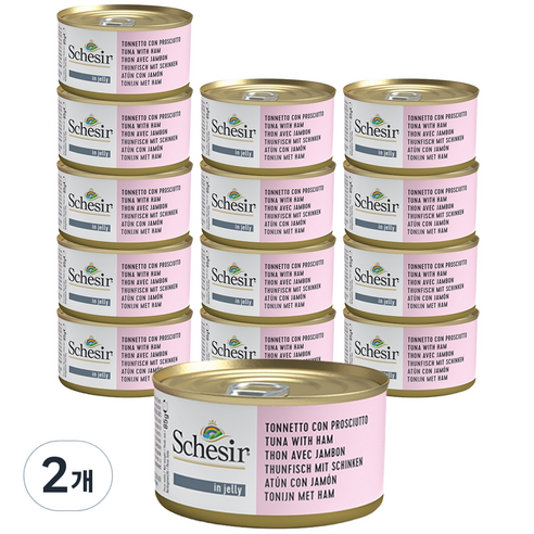 쉐지애 고양이 젤리 캔 85g x 14p, 참치 + 햄 + 쌀 혼합맛, 2개