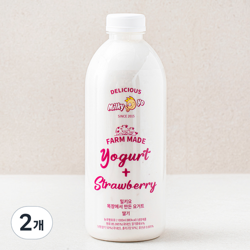 밀키요 목장에서 만든 요거트 딸기, 1000ml, 2개