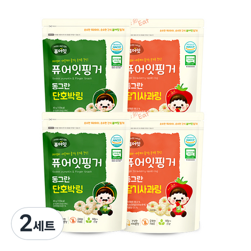 퓨어잇 핑거 동그란 단호박링 2p + 딸기사과링 2p, 단호박, 딸기사과, 2세트