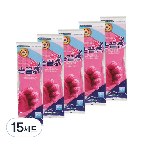 손끝에별 고무장갑 중 M, 분홍, 15세트