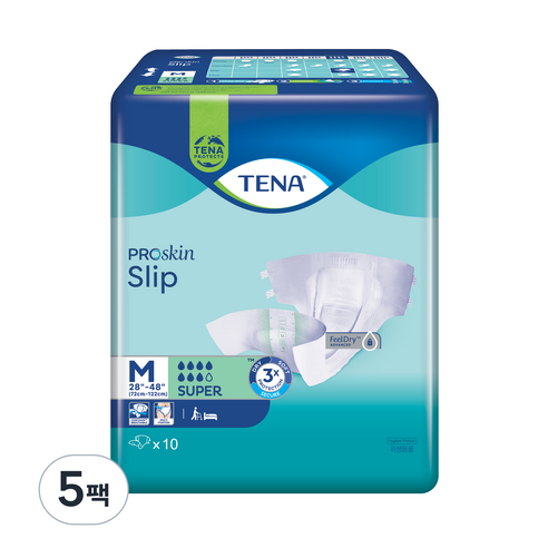 테나 남녀공용 수퍼 성인기저귀, 대형, 10매, 5개