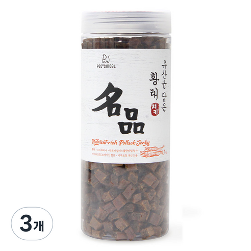 펫츠밀 강아지 유산균 담은 황태 져키 대용량 간식, 1kg, 3개