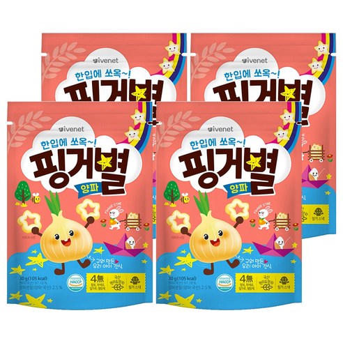아이배냇 아동용 핑거별 쌀과자, 양파맛, 4개