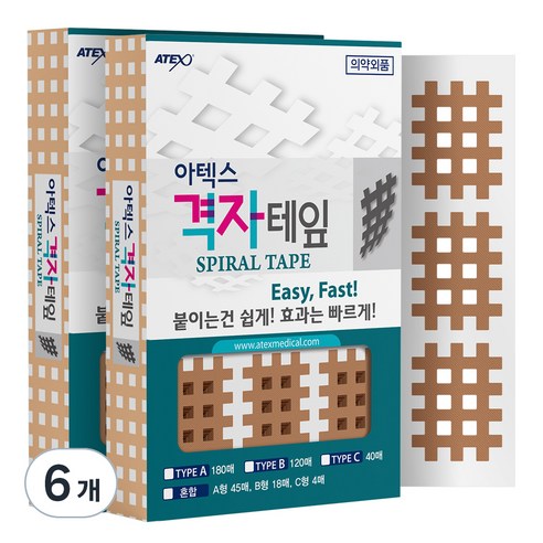아텍스 스포츠 근육 격자테이프 A타입 21 x 27 mm, 6개, 180개입