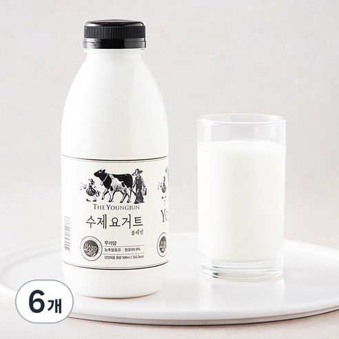 영준목장 수제 요거트 무가당 플레인, 500ml, 1개입, 6개