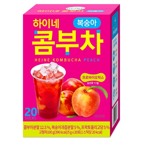 하이네 콤부차 복숭아 20p, 100g, 2세트, 2세트