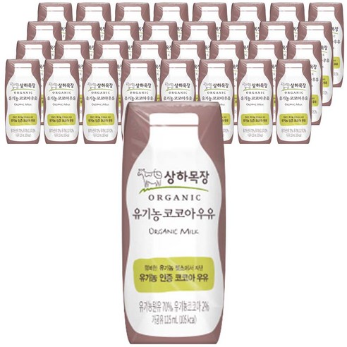 상하목장 유기농 코코아 우유, 125ml, 48개