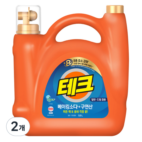테크 베이킹소다 + 구연산 일반드럼 액체세제 본품, 5.5L, 2개