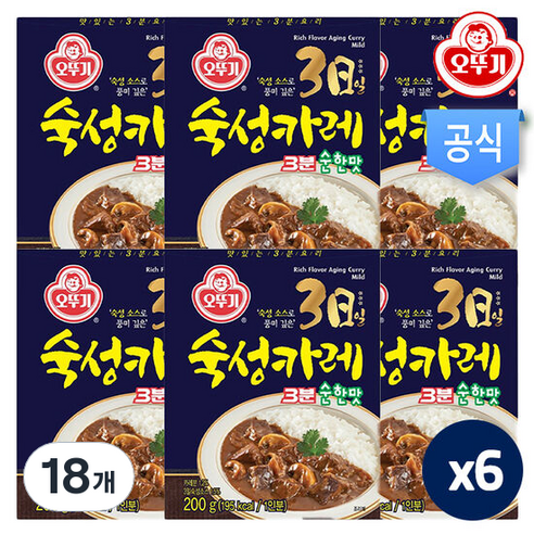 오뚜기 3일 숙성카레 순한맛, 200g, 18개
