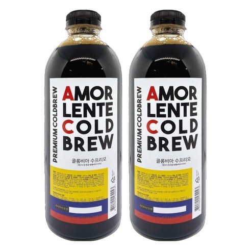 아몰렌떼 콜드브루 원액 콜롬비아 수프리모 더치커피, 1L, 2개, 1개입