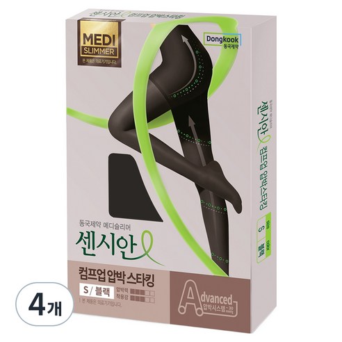 동국제약 센시안 컴프업 압박스타킹 블랙, 4개, 팬티형