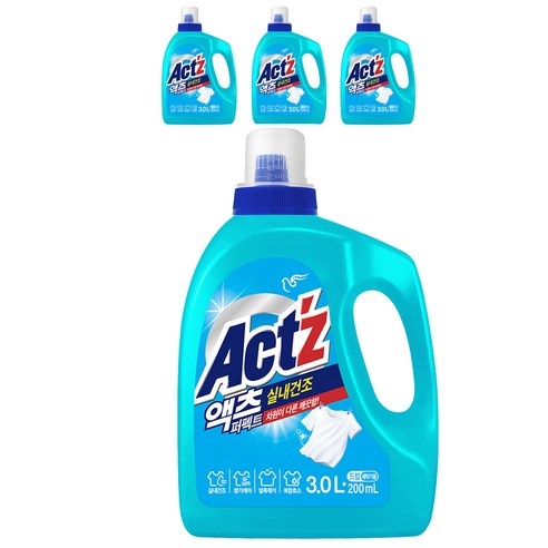 액츠 퍼펙트 실내건조 드럼용 액상세제 본품, 3.2L, 4개