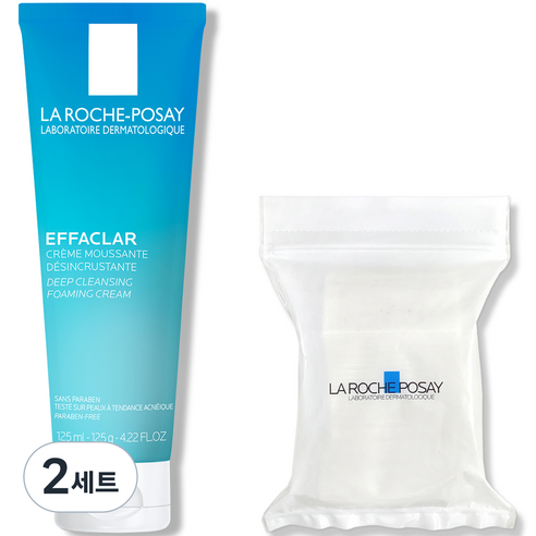 라로슈포제 에빠끌라 딥 클렌징 포밍 크림 125ml + 화장솜 30p 세트, 2세트