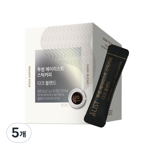 투썸플레이스 에이리스트 스틱 커피 다크 블렌드, 30개입, 5개, 1.1g