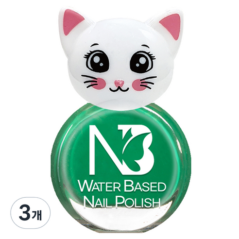 엔비베베 냥냥이 유아 매니큐어, 04 비비드그린, 3개