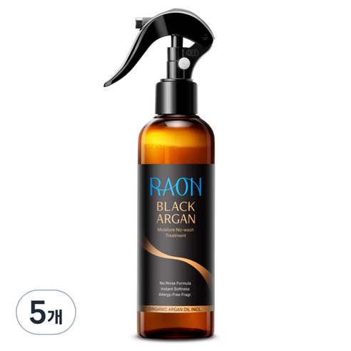 라온 블랙 아르간 모이스처 노워시 헤어 트리트먼트, 180ml, 5개