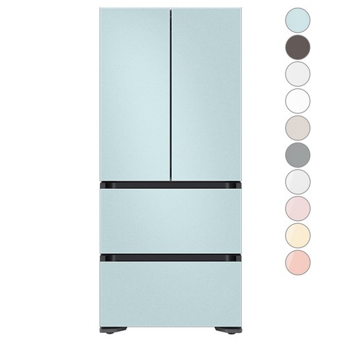 [색상선택형] 삼성전자 비스포크 김치플러스 프리스탠딩 4도어 냉장고 490L 방문설치, 코타 모닝블루