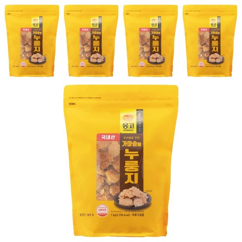 몽고식품 가마솥에 누룽지, 1kg, 5개