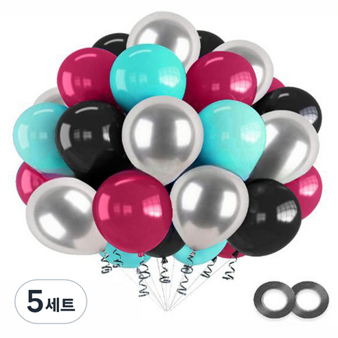 만들하비 컨페티 풍선 세트, 메탈 로즈레드, 5세트