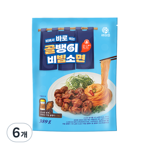 비벼서 바로 먹는 골뱅이 비빔소면, 389g, 6개