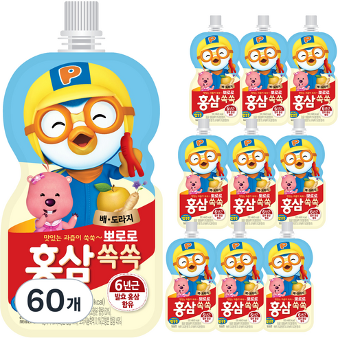 팔도 뽀로로 홍삼쏙쏙 배도라지, 60개, 100ml