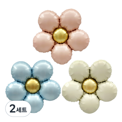 조이파티 플라워 은박풍선 3종 x 3p 세트, 핑크, 블루, 크림, 2세트