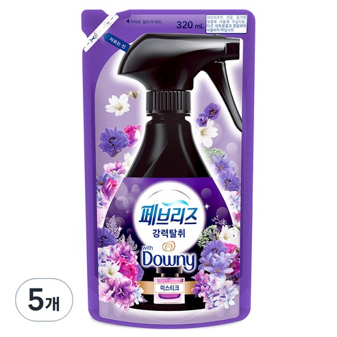 페브리즈 섬유탈취제 강력탈취 미스티크 리필, 320ml, 5개