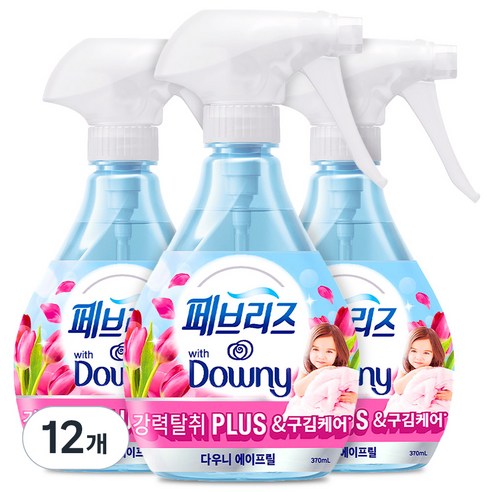 페브리즈 강력탈취 플러스 구김케어 섬유탈취제 에이프릴향 본품, 370ml, 12개