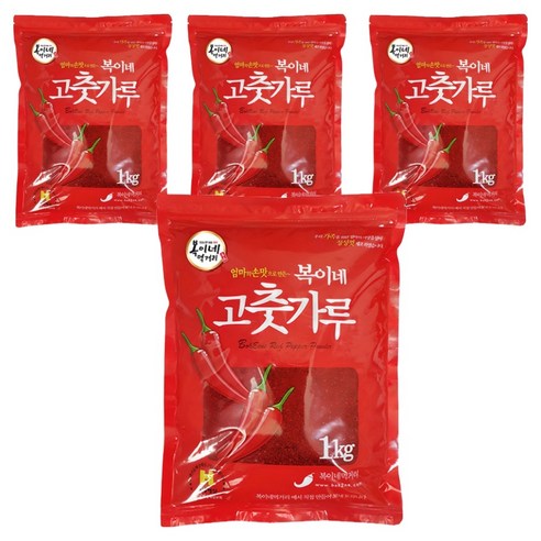 복이네먹거리 중국산 고추가루 보통맛 김치용, 1kg, 4개