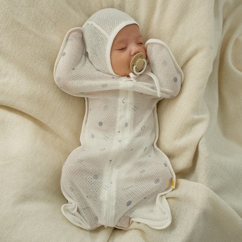 말랑하니 스와들 속싸개 메쉬 S, 땀 많은 아기에게 쾌적한 꿀잠을 선물하세요!