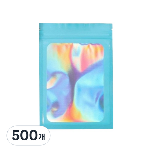 올하이 컬러풀 오로라 다용도 OPP 소품 포카 포장 지퍼백 슬리브 포장봉투 7.5 x 10 cm, 500개, 블루