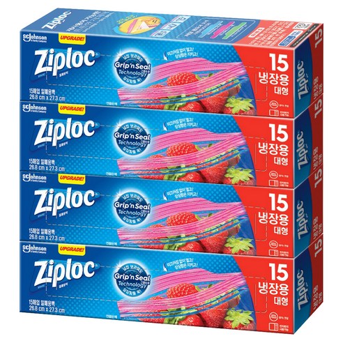 지퍼락 그립앤실 지퍼백 냉장용, 대(L), 15개, 4개