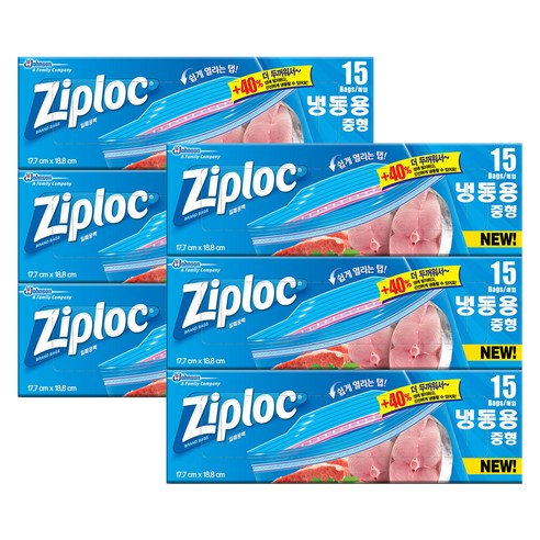 지퍼락 그립앤실 지퍼백 냉동용, 중(M), 15개, 6개