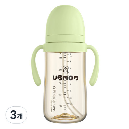 유비맘 시그니처 PPSU 빨대컵 280ml, 3개, 멜론