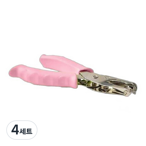 마다꾸미 컬러 핸드 1공 펀치 6mm, 핑크, 4세트