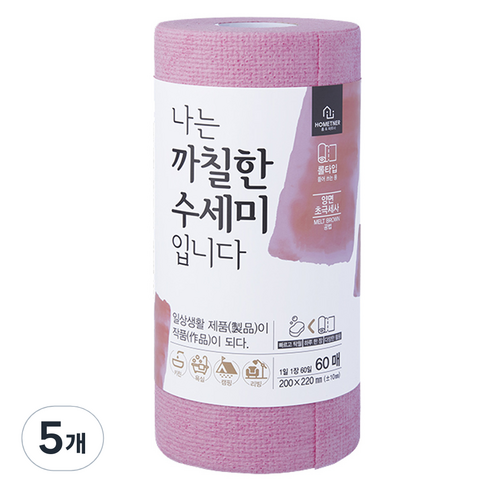 홈트너 나는 까칠한 수세미 입니다, 핑크, 60매입, 5개