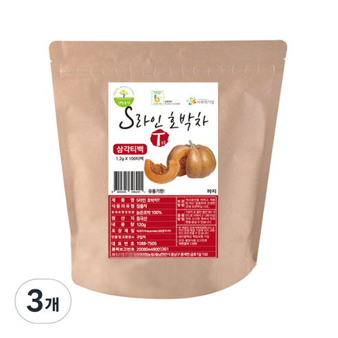 양원농장 S라인호박차, 1.2g, 100개입, 3개
