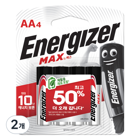 에너자이저 알카라인 맥스 AA건전지, 4개입, 2개