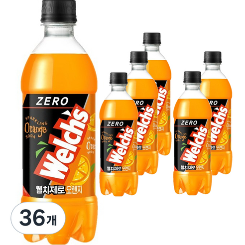웰치 제로 오렌지 탄산음료, 36개, 500ml