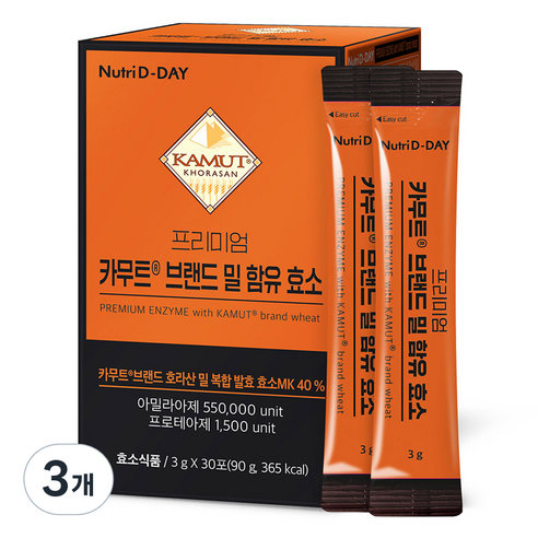 뉴트리디데이 프리미엄 카무트 브랜드 밀 효소 6박스 총180포, 90g, 6개