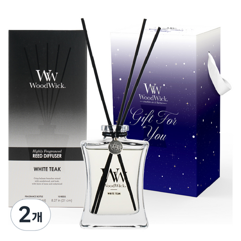 우드윅 시그니처 디퓨저 기프트 에디션, 화이트 틱, 100ml, 2개