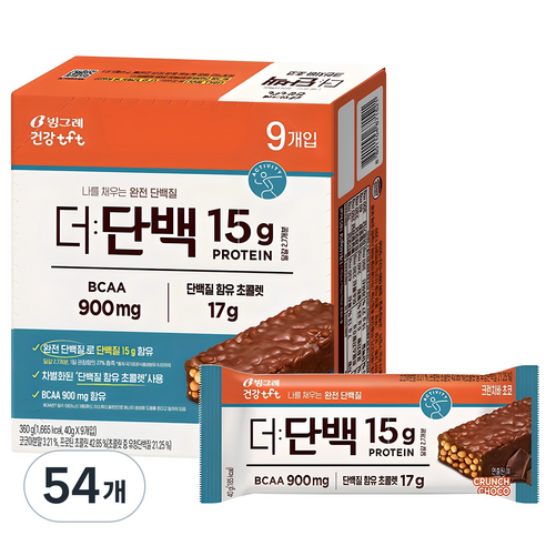 빙그레 더단백 크런치바 초코, 40g, 54개