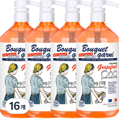 부케가르니 에코 주방세제 자몽향, 1000ml, 16개