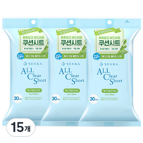 센카 올 클리어 시트 프레시, 30개입, 15개