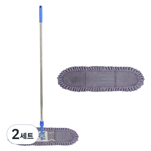크린메이트 파워 극세사 대걸레 밀대 + 청소포 2p 세트 그레이, 2세트