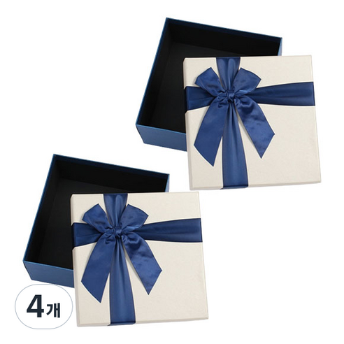 스페셜 리본 선물상자 21 x 21 cm, 화이트, 4개
