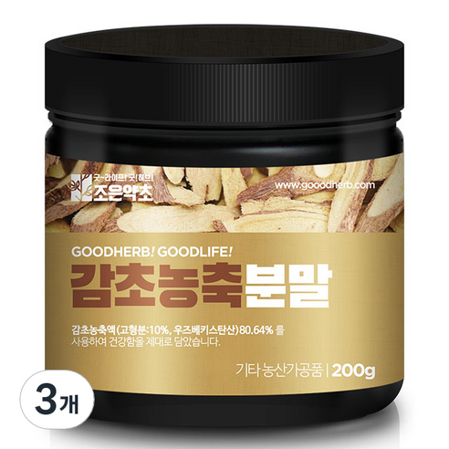 조은약초 감초농축분말, 3개, 200g