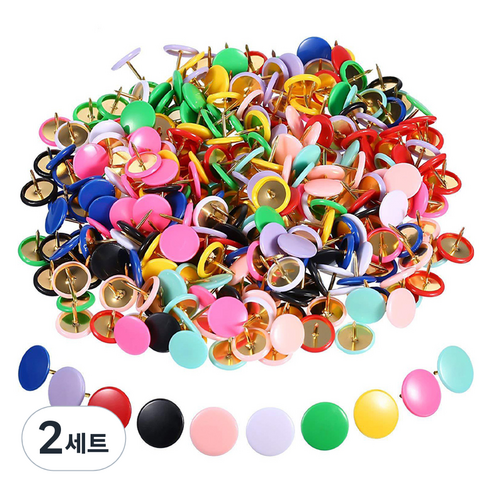 코히모 다용도 원형 압정 컬러핀 10종 x 30p 세트 4W430, 2세트, 300개입