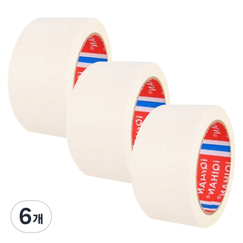 다다 마스킹 종이테이프 50mm x 15m, 화이트, 6개
